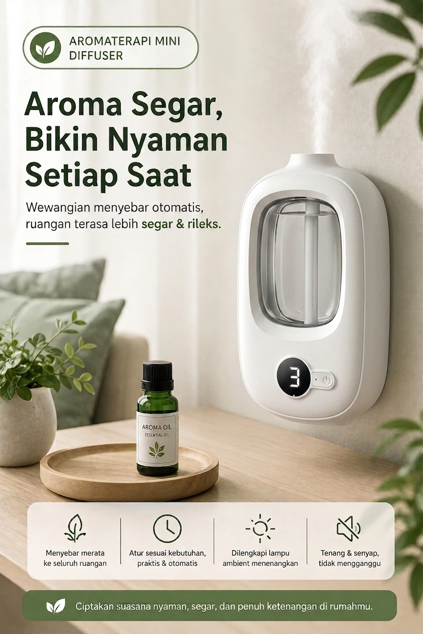 Aromaterapi Mini Diffuser — Aroma Segar, Bikin Nyaman Setiap Saat