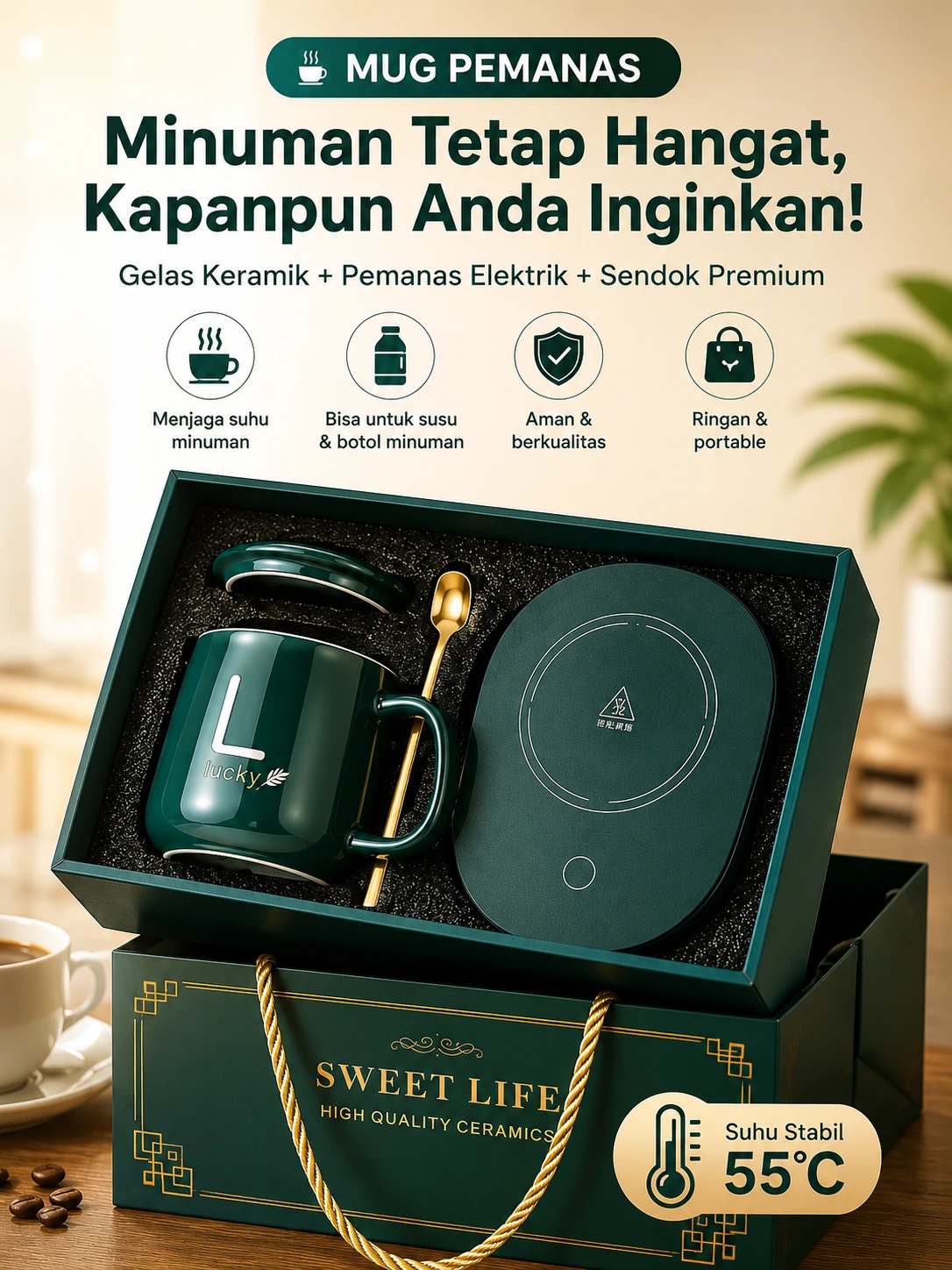 Mug Pemanas Elektrik — Minuman Tetap Hangat Kapanpun Anda Inginkan