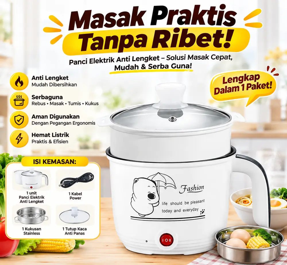 Panci Elektrik Anti Lengket Multifungsi — Masak Praktis Tanpa Ribet